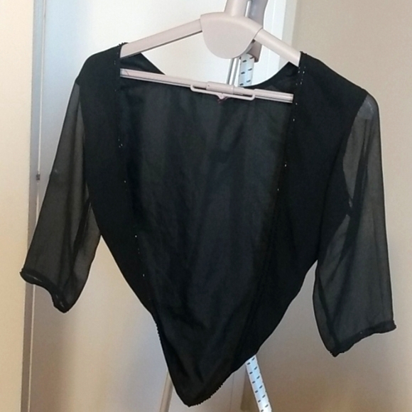 Bolero- Over Dress or Tank Top. Beaded collar and cuffs - Picture 1 of 4